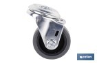 Rueda de goma gris para tornillo pasante | Diámetros desde 30 mm hasta 75 mm | Para pesos desde 25 kg hasta 45 kg - Cofan