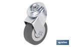 Rueda de goma gris para tornillo pasante | Diámetros desde 30 mm hasta 75 mm | Para pesos desde 25 kg hasta 45 kg - Cofan