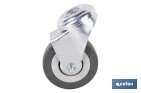 Rueda de goma gris para tornillo pasante | Diámetros desde 30 mm hasta 75 mm | Para pesos desde 25 kg hasta 45 kg - Cofan