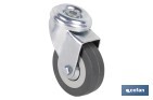Rueda de goma gris para tornillo pasante | Diámetros desde 30 mm hasta 75 mm | Para pesos desde 25 kg hasta 45 kg - Cofan