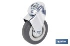 Rueda de goma gris para tornillo pasante | Diámetros desde 30 mm hasta 75 mm | Para pesos desde 25 kg hasta 45 kg - Cofan
