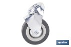 Rueda de goma gris para tornillo pasante | Diámetros desde 30 mm hasta 75 mm | Para pesos desde 25 kg hasta 45 kg - Cofan