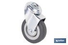 Rueda de goma gris para tornillo pasante | Diámetros desde 30 mm hasta 75 mm | Para pesos desde 25 kg hasta 45 kg - Cofan