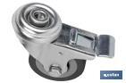 Rueda de goma gris para tornillo pasante y con freno | Diámetros desde 30mm hasta 75 mm | Para pesos desde 25 kg hasta 45 kg - Cofan