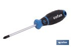 Destornillador Phillips DIN ISO 8764-1 modelo Gripforce | Punta magnética y mango antideslizante | Disponible en diferentes tamaños - Cofan
