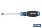 Destornillador Phillips con hexágono DIN ISO 8764-1 modelo Gripforce | Punta magnética y mango antideslizante | Disponible en diferentes tamaños - Cofan