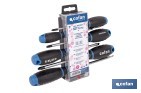 Display de 3 destornilladores planos + 3 destornilladores Phillips modelo GripForce - Cofan