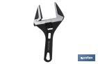 SHORT ADJUSTABLE WRENCH, WIDE JAW OPENING