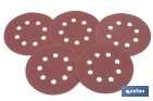 Discos de lija para lijadora Orbital | Pack de 5 hojas de lija redondas | Material: óxido de aluminio | Disponibles en diferentes granos - Cofan
