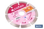Disco de corte segmentado ventilado | Para ladrillo y hormigón | Corte en seco | Disponible en diferentes medidas - Cofan