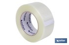 Cinta adhesiva de fibra de vidrio bidireccional transparente | Medida: 50 m x 48 mm para embalaje industrial - Cofan