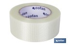 Cinta adhesiva de fibra de vidrio bidireccional transparente | Medida: 50 m x 48 mm para embalaje industrial - Cofan