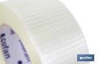 Cinta adhesiva de fibra de vidrio bidireccional transparente | Medida: 50 m x 48 mm para embalaje industrial - Cofan