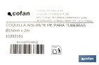 Coquillas aislantes para tuberías | Material: polietileno expandido | Color: gris | Protección térmica y anticorrosión | Disponible en diferentes diámetros y longitudes - Cofan