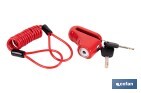 CANDADO DE FRENO DE DISCO | CABLE ROJO DE 1 METRO | IDEAL PARA BICICLETA, MOTO O PATINETE | INCLUYE 2 LLAVES TUBULARES | CUERPO DE ALEACIÓN | MEDIDAS: 7,5 X 2,5 X 5,8 CM