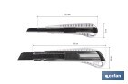 Cúter profesional de aluminio | Hoja negra SK2 | Sistema de bloqueo automático | Zona antideslizante | Disponible en 2 medidas - Cofan