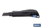 Cúter profesional de ABS | Con recubrimiento antideslizante TPR | Hoja negra ultra afilada SK2 | Bloqueo automático | Disponible en 3 medidas - Cofan