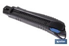 Cúter profesional de ABS | Con recubrimiento antideslizante TPR | Hoja negra ultra afilada SK2 | Bloqueo automático | Disponible en 3 medidas - Cofan