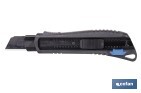 Cúter profesional de ABS | Con recubrimiento antideslizante TPR | Hoja negra ultra afilada SK2 | Bloqueo automático | Disponible en 3 medidas - Cofan