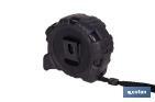 Flexómetro de hoja negra con impresión a doble cara | Carcasa de ABS | Funda antichoque | Botón de bloqueo automático | Disponible con cinta de 3, 5 y 8 metros de longitud - Cofan