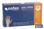 Box dispenser of 100 powdered latex gloves | Elasticated and pliable gloves | Ideal against bacteria | Ambidextrous gloves - Cofan