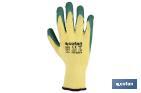 Green rough latex gloves with knitted support - Cofan