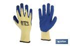BLUE ROUGH LATEX GLOVES WITH KNITTED SUPPORT