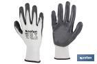 Grey-White nylon impregnated support gloves. (100% Nylon) - Cofan