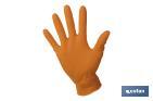CAJA DE 100 GUANTES DE NITRILO CON TEXTURA DIAMANTADA | TALLAS DE LA S A LA XL | COLOR: NARANJA