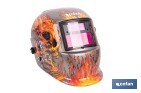 CASCO DE SOLDADURA AUTOMÁTICO FIRE SKULL | SOLAR, OSCURECIMIENTO AUTOMÁTICO DIN 9-13 | ADECUADO PARA SOLDADURA TIPO ARC, MIG, MAG Y TIG