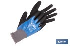 GUANTES IMPREGNADOS DE NITRILO SANDY DE DOBLE CAPA | COLOR: AZUL | MÁXIMO AGARRE EN SECO, HÚMEDO Y ACEITOSO | EN 388-2131X | DISPONIBLE DESDE LA TALLA 6 HASTA LA 11