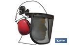 Kit forestal 4 en 1: casco rojo con protección de rostro y oídos. Protección triple certificada. - Cofan
