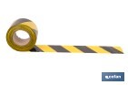 Cinta de balizamiento no adhesiva | Color amarillo/negro | Medidas: 50 y 80 mm | Longitud 100 y 200 metros | Galga 200 - Cofan