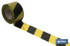 Cinta de balizamiento no adhesiva | Color amarillo/negro | Medidas: 50 y 80 mm | Longitud 100 y 200 metros | Galga 200 - Cofan