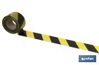 Cinta de balizamiento no adhesiva | Color amarillo/negro | Medidas: 50 y 80 mm | Longitud 100 y 200 metros | Galga 200 - Cofan