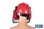 Kit forestal 4 en 1: casco rojo con protección de rostro y oídos. Protección triple certificada. - Cofan