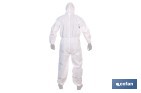 Buzo de protección desechable con capucha | Protección química tipo 5 y 6 | Color blanco | Disponible desde la talla M hasta la XXL - Cofan