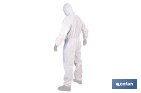 Buzo de protección desechable con capucha | Protección química tipo 5 y 6 | Color blanco | Disponible desde la talla M hasta la XXL - Cofan