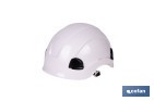 Casco de seguridad industrial con regulador y barbuquejo para trabajos verticales y obra | Disponible en 2 colores - Cofan