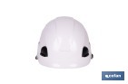 Casco de seguridad industrial con regulador y barbuquejo para trabajos verticales y obra | Disponible en 2 colores - Cofan