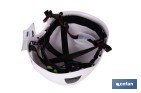 Casco de seguridad industrial con regulador y barbuquejo para trabajos verticales y obra | Disponible en 2 colores - Cofan