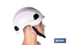 Casco de seguridad industrial con regulador y barbuquejo para trabajos verticales y obra | Disponible en 2 colores - Cofan
