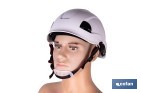 Casco de seguridad industrial con regulador y barbuquejo para trabajos verticales y obra | Disponible en 2 colores - Cofan