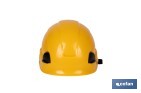 Casco de seguridad industrial con regulador y barbuquejo para trabajos verticales y obra | Disponible en 2 colores - Cofan
