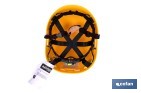 Casco de seguridad industrial con regulador y barbuquejo para trabajos verticales y obra | Disponible en 2 colores - Cofan