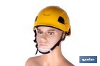 Casco de seguridad industrial con regulador y barbuquejo para trabajos verticales y obra | Disponible en 2 colores - Cofan