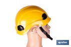 Casco de seguridad industrial con regulador y barbuquejo para trabajos verticales y obra | Disponible en 2 colores - Cofan