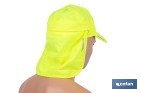 Gorra amarilla fluorescente con protección de nuca para obra, trekking y montaña - Cofan
