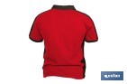 Polo de trabajo modelo Hela en rojo y negro | Cómodo y transpirable con cierre de 3 botones | Materiales: 95 % algodón y 5 % elastano | Disponible desde la talla S hasta la XXXL - Cofan
