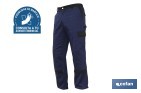 CALÇAS DE TRABALHO | FLEX | MODELO JANO | SLIM FIT | COMPOSIÇÃO 97,76% ALGODÃO E 2,24% ELASTANO | COR AZUL MARINHO/PRETO